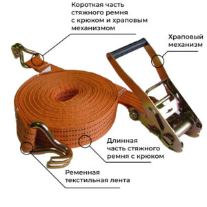 Ремень стяжной с крюками 2,5/5,0 т (35 мм)